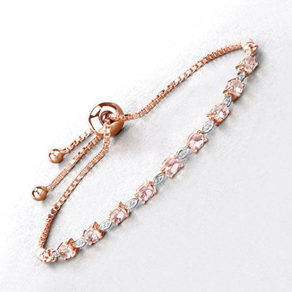 1.38 Carat Genuine Morganite and White Diamond .925 Sterling Silver Bracelet by Bids.com