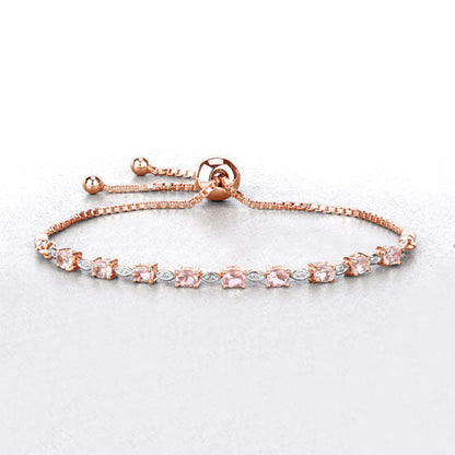 1.38 Carat Genuine Morganite and White Diamond .925 Sterling Silver Bracelet by Bids.com