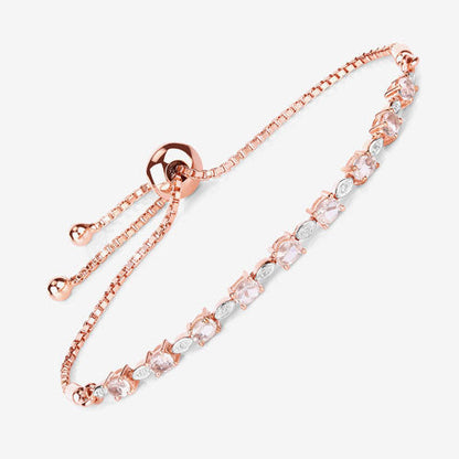 1.38 Carat Genuine Morganite and White Diamond .925 Sterling Silver Bracelet by Bids.com