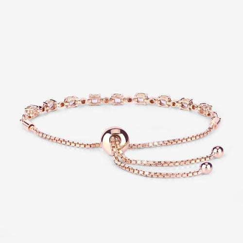 1.38 Carat Genuine Morganite and White Diamond .925 Sterling Silver Bracelet by Bids.com