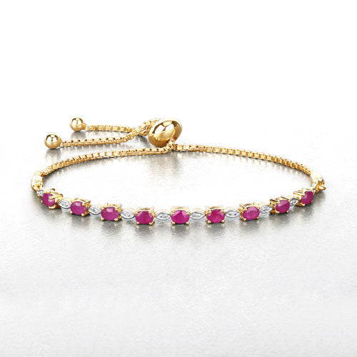 2.01 Carat Genuine Ruby and White Diamond .925 Sterling Silver Bracelet by Bids.com