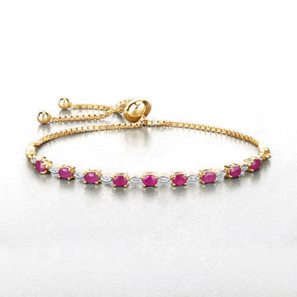 2.01 Carat Genuine Ruby and White Diamond .925 Sterling Silver Bracelet by Bids.com