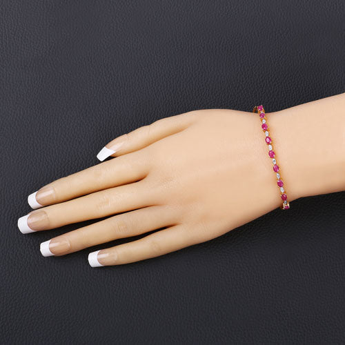 2.01 Carat Genuine Ruby and White Diamond .925 Sterling Silver Bracelet by Bids.com