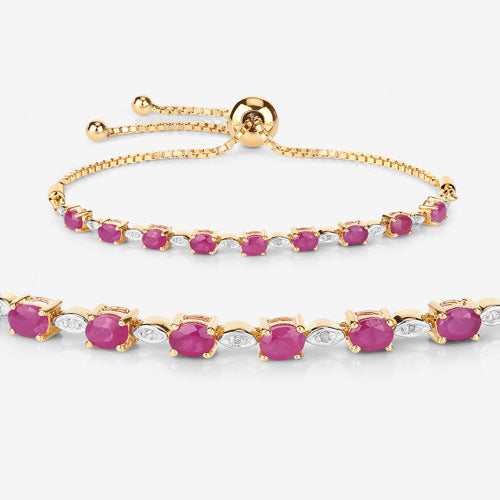 2.01 Carat Genuine Ruby and White Diamond .925 Sterling Silver Bracelet by Bids.com