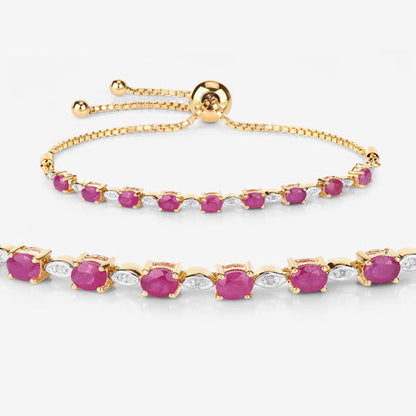 2.01 Carat Genuine Ruby and White Diamond .925 Sterling Silver Bracelet by Bids.com