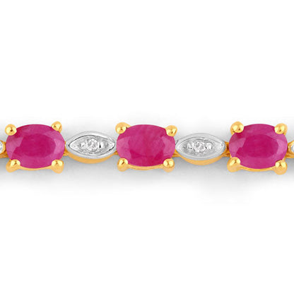 2.01 Carat Genuine Ruby and White Diamond .925 Sterling Silver Bracelet by Bids.com