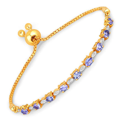 1.56 Carat Genuine Tanzanite and White Diamond .925 Sterling Silver Bracelet by Bids.com