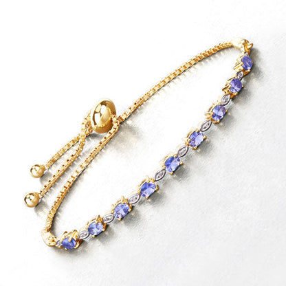 1.56 Carat Genuine Tanzanite and White Diamond .925 Sterling Silver Bracelet by Bids.com