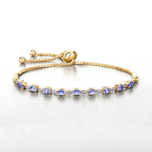 1.56 Carat Genuine Tanzanite and White Diamond .925 Sterling Silver Bracelet by Bids.com