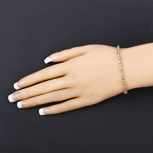 1.56 Carat Genuine Tanzanite and White Diamond .925 Sterling Silver Bracelet by Bids.com