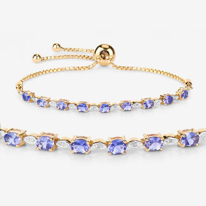 1.56 Carat Genuine Tanzanite and White Diamond .925 Sterling Silver Bracelet by Bids.com