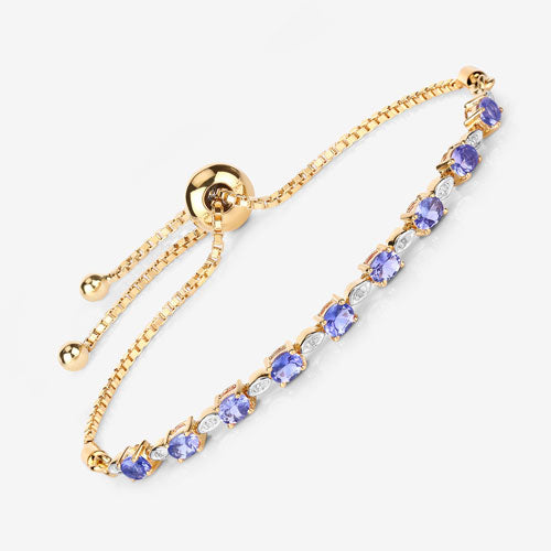 1.56 Carat Genuine Tanzanite and White Diamond .925 Sterling Silver Bracelet by Bids.com