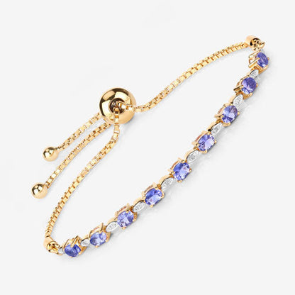 1.56 Carat Genuine Tanzanite and White Diamond .925 Sterling Silver Bracelet by Bids.com