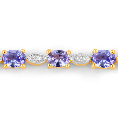 1.56 Carat Genuine Tanzanite and White Diamond .925 Sterling Silver Bracelet by Bids.com