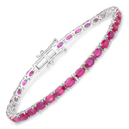 9.18 Carat Genuine Ruby 10K White Gold Bracelet  DestGlow