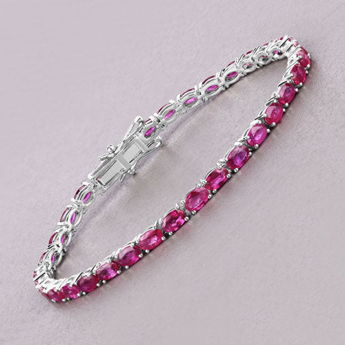 9.18 Carat Genuine Ruby 10K White Gold Bracelet  DestGlow