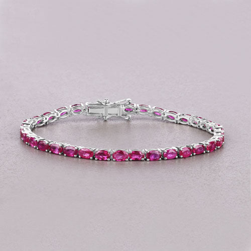 9.18 Carat Genuine Ruby 10K White Gold Bracelet  DestGlow