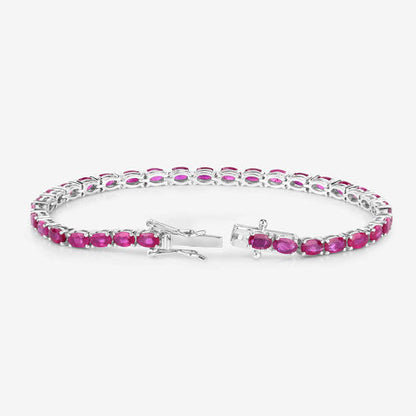9.18 Carat Genuine Ruby 10K White Gold Bracelet  DestGlow