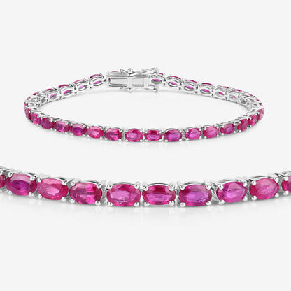 9.18 Carat Genuine Ruby 10K White Gold Bracelet  DestGlow