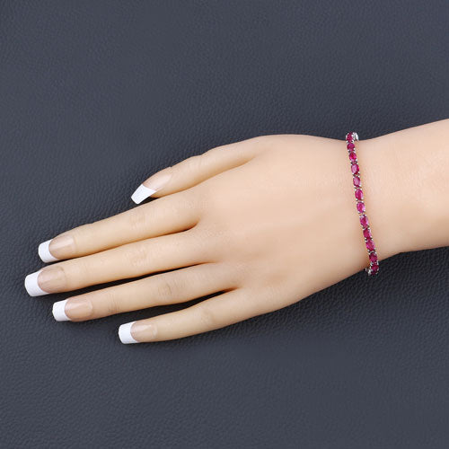 9.18 Carat Genuine Ruby 10K White Gold Bracelet  DestGlow