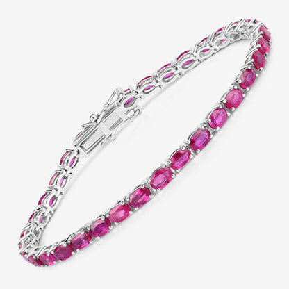 9.18 Carat Genuine Ruby 10K White Gold Bracelet  DestGlow