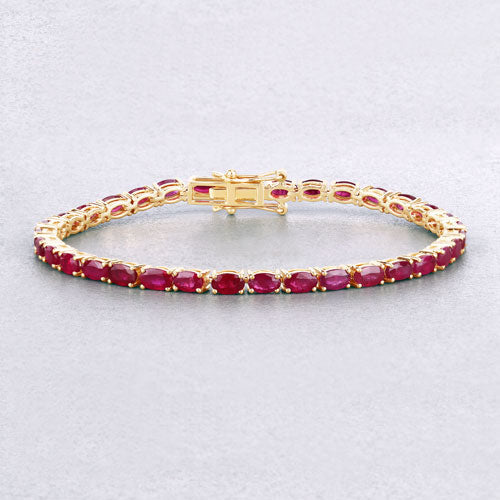 9.18 Carat Genuine Ruby 10K Yellow Gold Bracelet by Bids.com