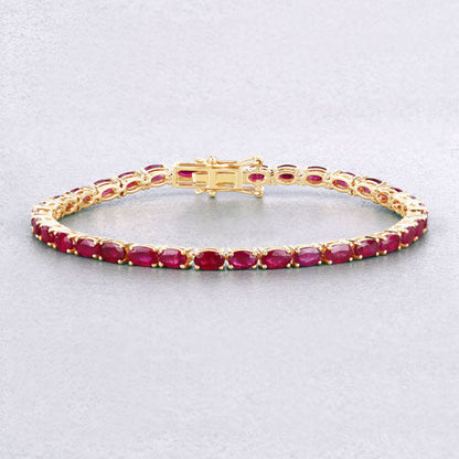 9.18 Carat Genuine Ruby 10K Yellow Gold Bracelet by Bids.com