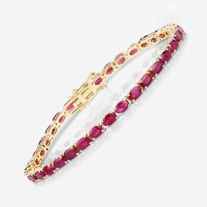 9.18 Carat Genuine Ruby 10K Yellow Gold Bracelet by Bids.com
