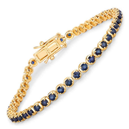 3.13 Carat Genuine Blue Sapphire 14K Yellow Gold Bracelet by Bids.com