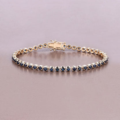 3.13 Carat Genuine Blue Sapphire 14K Yellow Gold Bracelet by Bids.com