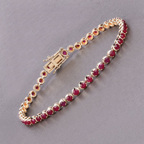 3.13 Carat Genuine Mozambique Ruby 14K Yellow Gold Bracelet by Bids.com