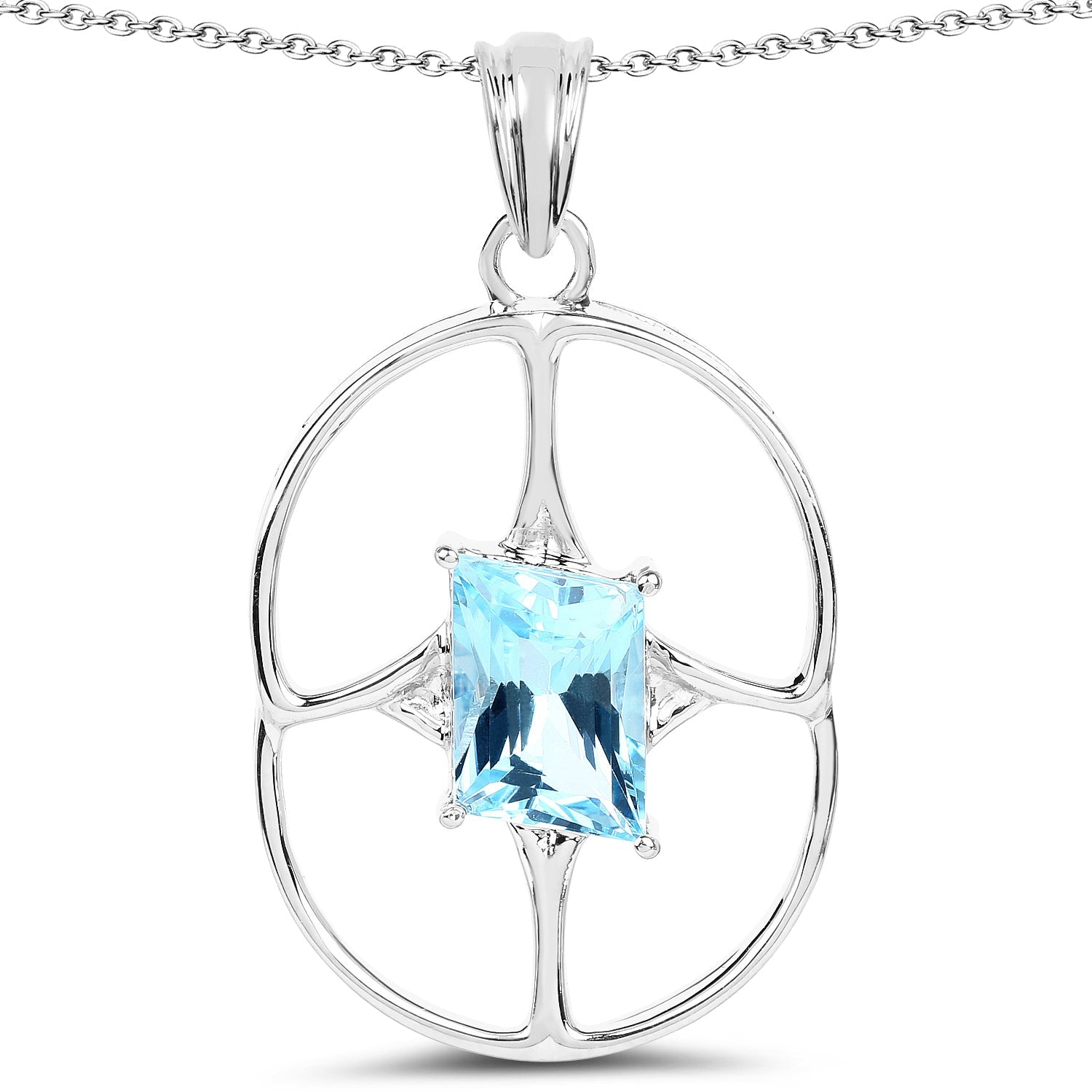5.26 Carat Genuine Swiss Blue Topaz .925 Sterling Silver Pendant by Bids.com