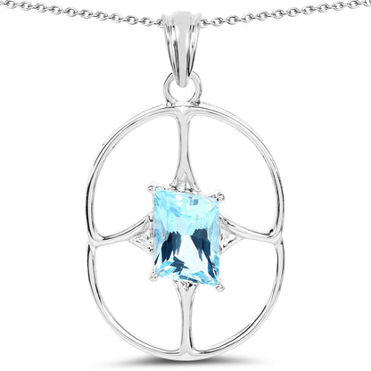 5.26 Carat Genuine Swiss Blue Topaz .925 Sterling Silver Pendant by Bids.com