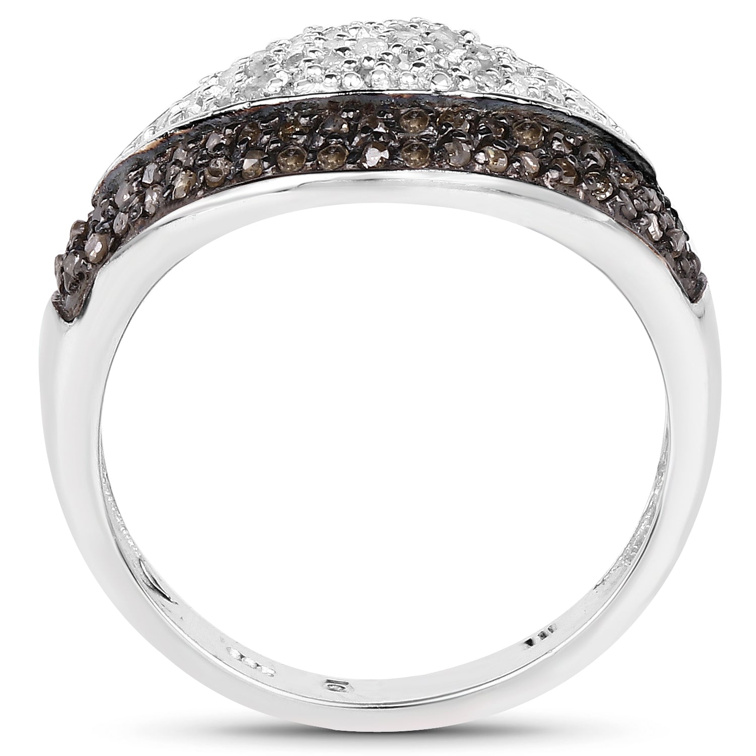0.50 Carat Genuine Champagne Diamond and White Diamond .925 Sterling Silver Ring by Bids.com