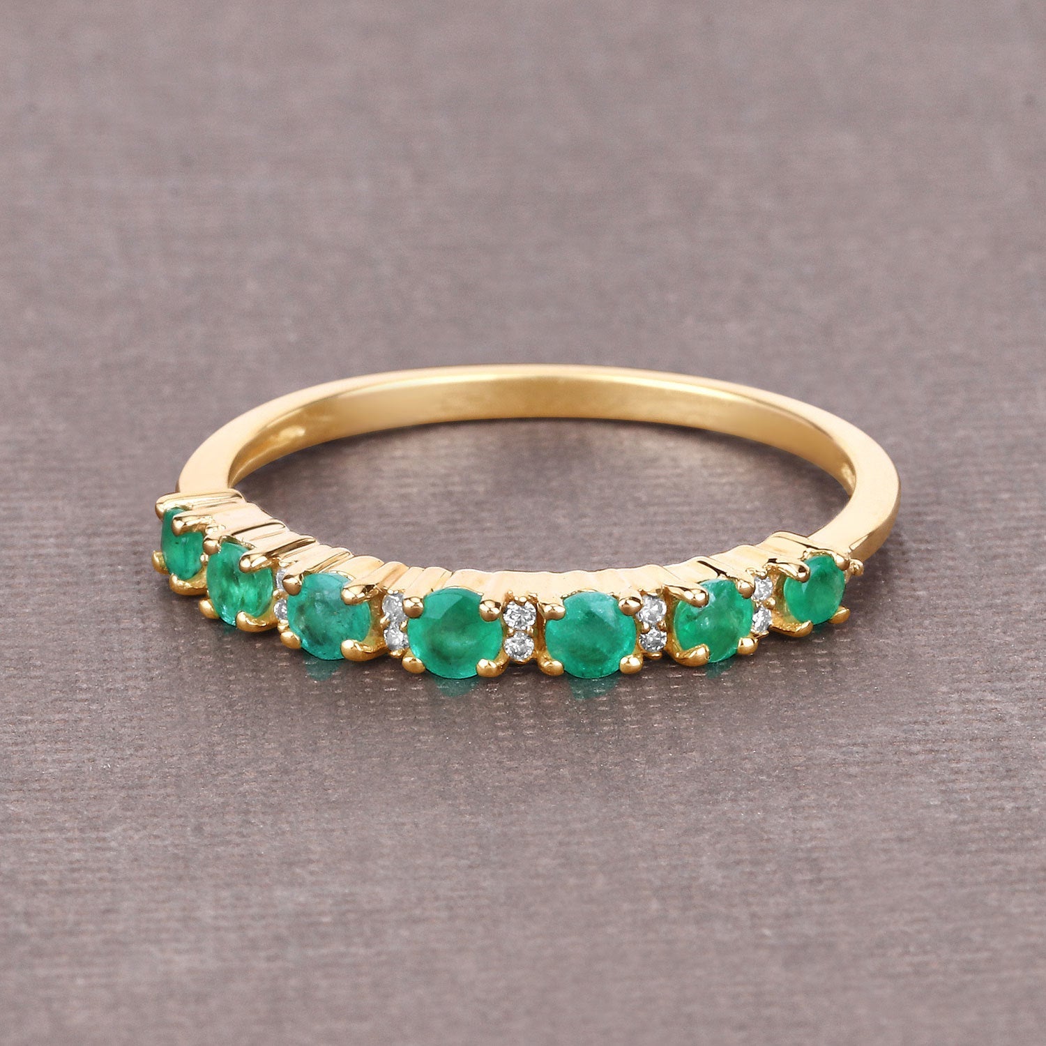 0.41 Carat Genuine Zambian Emerald and White Diamond 14K Yellow Gold Ring by Bids.com