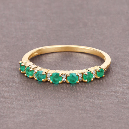 0.41 Carat Genuine Zambian Emerald and White Diamond 14K Yellow Gold Ring by Bids.com
