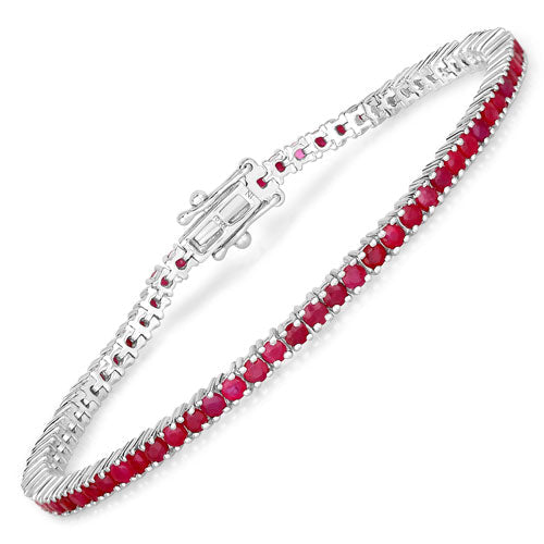 4.44 Carat Genuine Ruby .925 Sterling Silver Bracelet  DestGlow