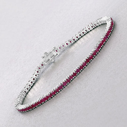 4.44 Carat Genuine Ruby .925 Sterling Silver Bracelet  DestGlow