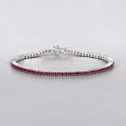 4.44 Carat Genuine Ruby .925 Sterling Silver Bracelet  DestGlow