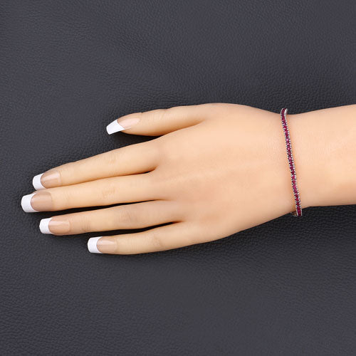 4.44 Carat Genuine Ruby .925 Sterling Silver Bracelet  DestGlow