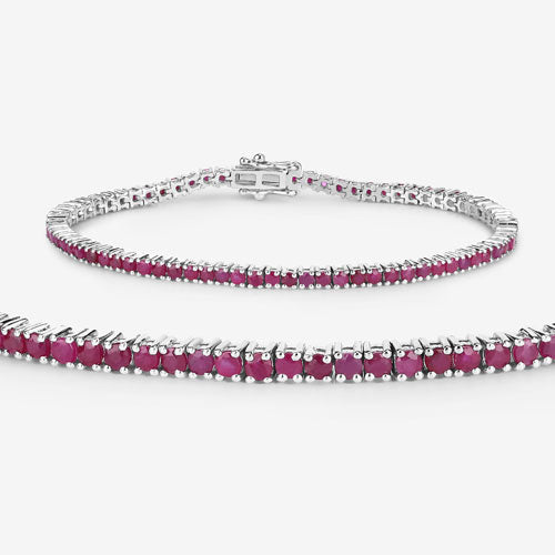 4.44 Carat Genuine Ruby .925 Sterling Silver Bracelet  DestGlow