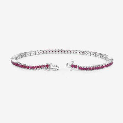 4.44 Carat Genuine Ruby .925 Sterling Silver Bracelet  DestGlow