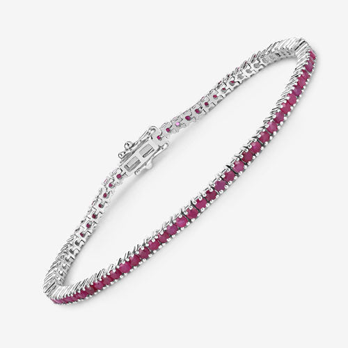 4.44 Carat Genuine Ruby .925 Sterling Silver Bracelet  DestGlow