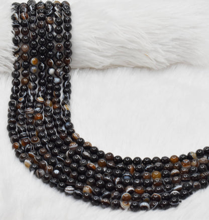 Black Eye Agate AAA Grade 6mm, 8mm, 10mm Round Beads  DestGlow