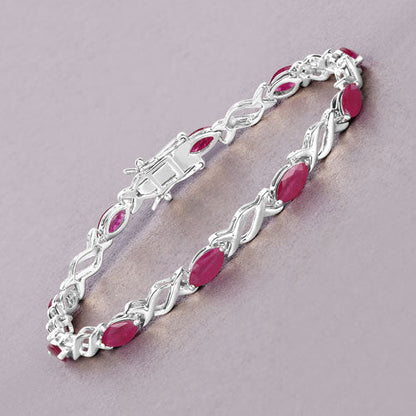 5.00 Carat Genuine Ruby 10K White Gold Bracelet by Bids.com