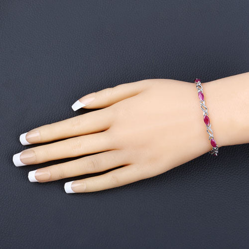 5.00 Carat Genuine Ruby 10K White Gold Bracelet by Bids.com