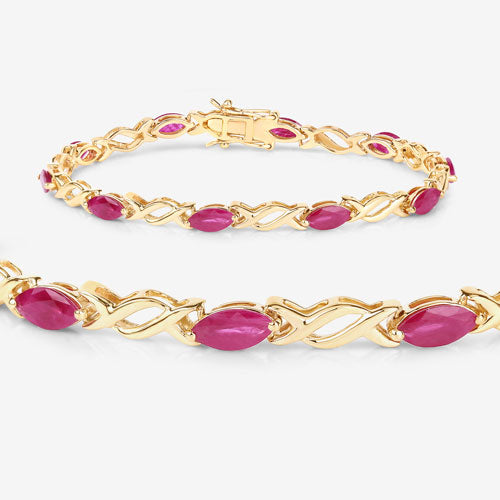 5.00 Carat Genuine Ruby 10K Yellow Gold Bracelet by Bids.com