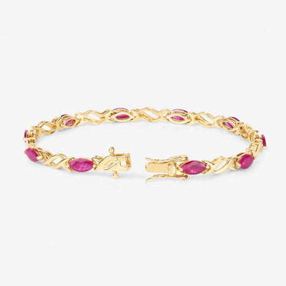 5.00 Carat Genuine Ruby 10K Yellow Gold Bracelet by Bids.com