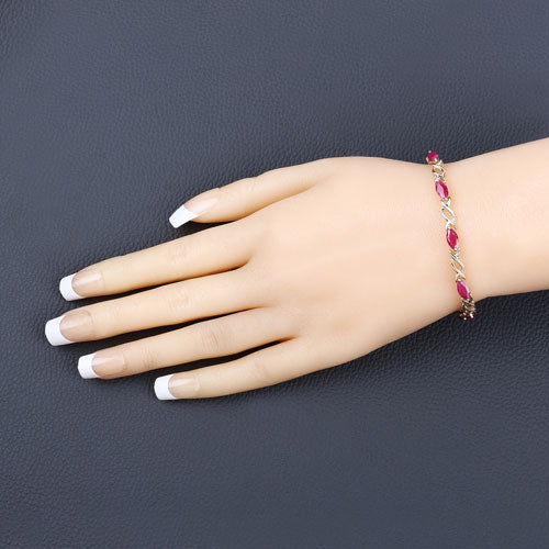 5.00 Carat Genuine Ruby 10K Yellow Gold Bracelet by Bids.com