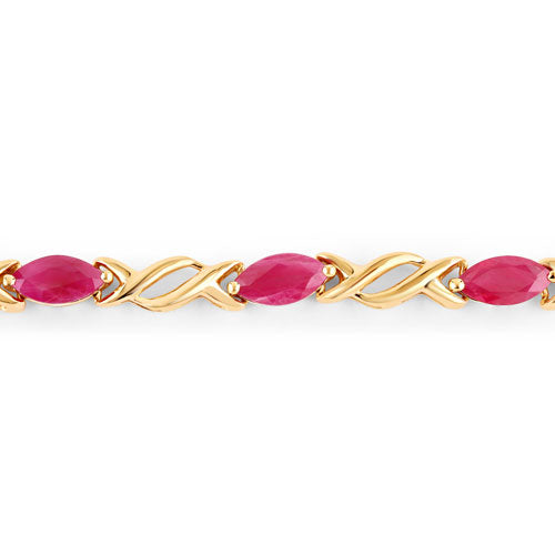 5.00 Carat Genuine Ruby 10K Yellow Gold Bracelet by Bids.com